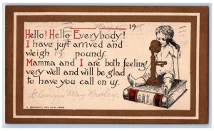 1908 Birth Announcement Telephone Springfield Massachusetts MA Antique Postcard