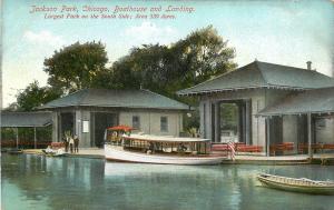 c1910 Printed Postcard; Jackson Park Chicago IL Boathouse & Landing Unposted
