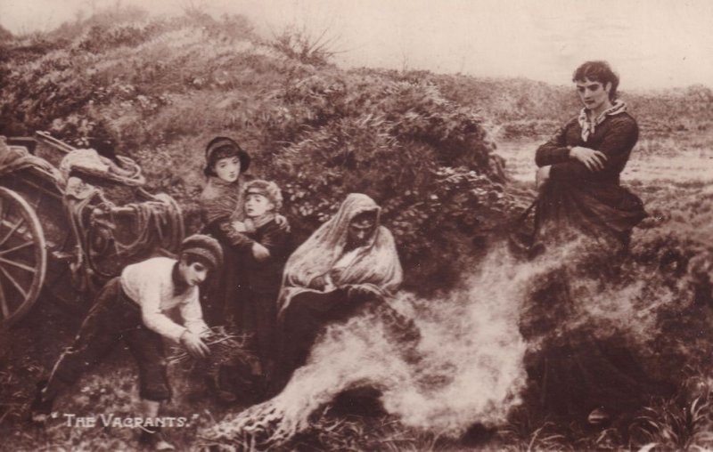 Gypsies The Vagrants Clapham Common London Antique Postcard