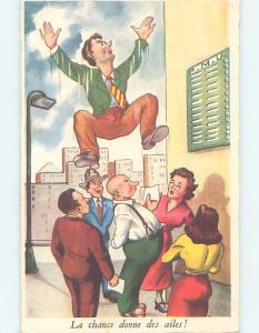 1957 comic foreign MAN FALLS OUT WINDOW ONTO SIDEWALK CROWD HL9241