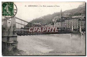 Grenoble Old Postcard Suspension Bridge and & # 39Isere