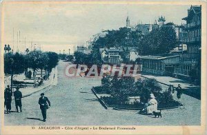 'Old Postcard Arcachon Cote d''Argent Boulevard Walk'
