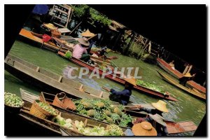 Postcard Modern Damnoen Saduak Floating Market Thailand