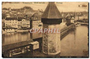 Old Postcard Luzern Wasserturm Blick Auf die Musegg