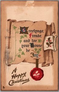 1909 Tuck's MERRY CHRISTMAS Embossed Greetings Postcard To Your House be Joy 