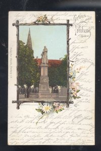 1901 GRUSS AUS FREIBURG BADEN HINSCHE GERMANY VINTAGE POSTCARD W STAMP