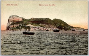 Gibraltar Rock From The Bay Overlooking the Mountains Boats Postcard