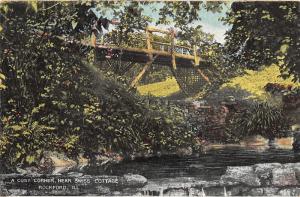 Rockford Illinois~Rustic Bridge @ Cosy Corner (near Swiss Cottage)~c1910 PC