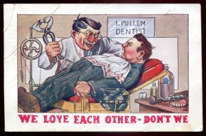 dc1924 - HUMOR Postcard 1911 Embossed Dental Office. Dr. Pullem