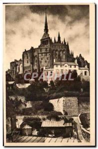 Old Postcard La Douce France Le Mont St Michel L & # 39Abbaye View Des Remparts