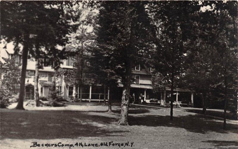 New York NY Real Photo RPPC Postcard c40s OLD FORGE 4th Lake BECKERS CAMP 2