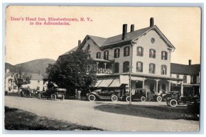 1918 Deer's Head Inn Elizabethtown New York NY, In The Adirondacks Cars Postcard 