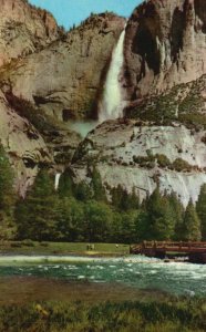 Vintage Postcard Yosemite National Park California From The Meadows Waterfall CA