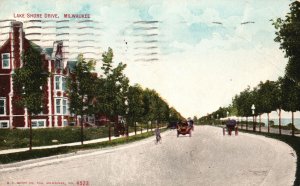 Vintage Postcard 1910 View of Lake Shore Drive Milwaukee Wisconsin WI