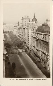 Buenos Aires Argentina Avenue Leandro N. Alem Unused RPPC Postcard E59