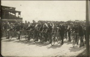Bicycle Race - Augusburg Written on Back c1910 Real Photo Postcard