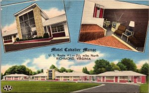 Linen Postcard Motel Cavalier Manor in Richmond, Virginia~1801