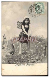 Postcard Rabbit Old Child