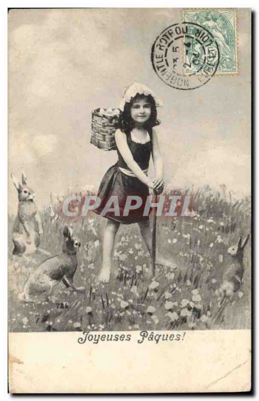 Postcard Rabbit Old Child