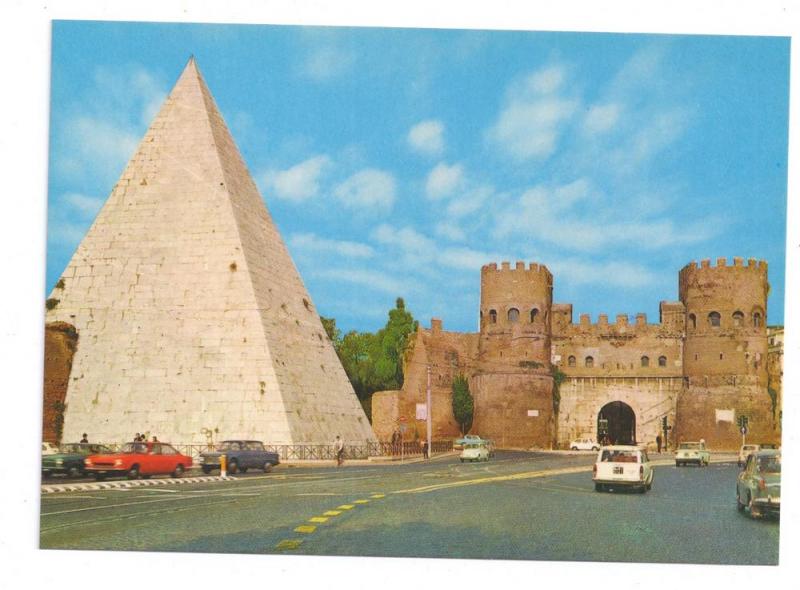 Italy Rome Pyramid Caius Cestius St Pauls Gate Postcard 4X6