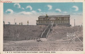 Postcard YWCA Hostess House + Stairway Camp Devens MA