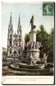 Old Postcard Marseille Monument Children Bouches du Rhone and the Church of R...