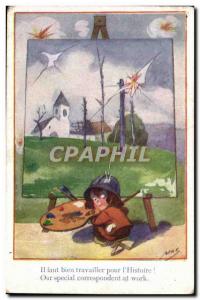 Old Postcard Fantasy We must work for the & # 39histoire (child soldier)