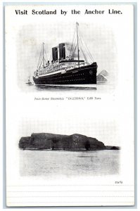 c1905 Visit Scotland Anchor Line Twin-Screw Caledonia Steamship Vintage Postcard 