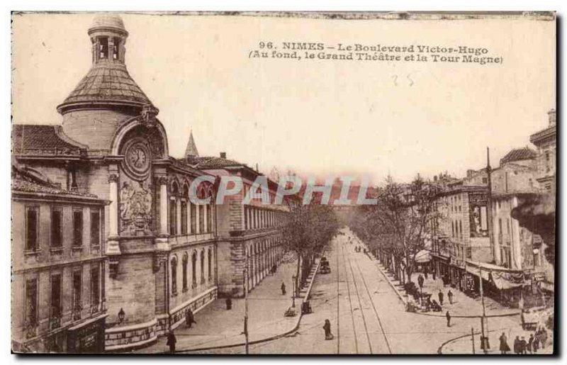 Old Postcard Nimes Boulevard Victor Hugo (in the background the great theater...