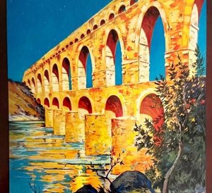 Le Pont Du Gard Postcard France Unused Unposted Vintage Poster Reprint E59