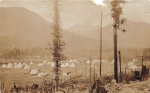 J37/ Elko British Columbia Canada RPPC Postcard c1910 Fernie Fire Refugees 50