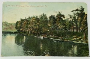 Iowa San Souci Hotel and Boat Livery Waterloo Ia 1909 Postcard I11