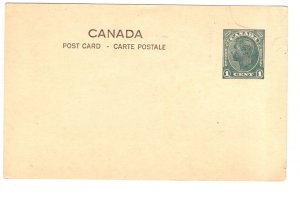 Postal Stationery Canada, George VI, 1 Cent Green, Postcard,