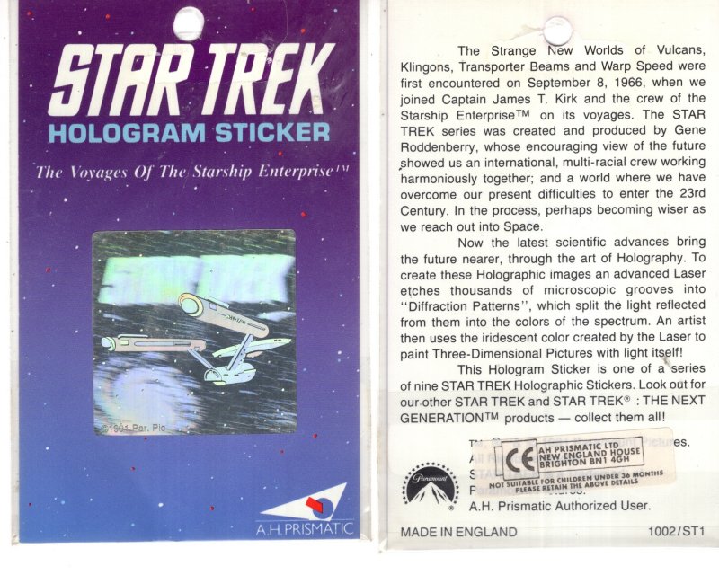 Star Trek, Hologram Sticker 1991, The Voyages of the Starship Enterprise