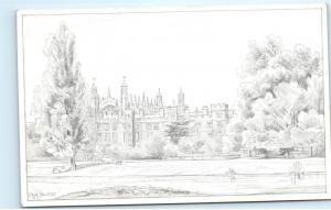 *Windsor UK Berkshire Eton College Illustration Drawing Vintage Postcard C01