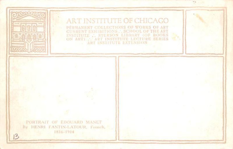 Portrait of Edouard Manet by Henri Fantin-Latour Art Institute Chicago IL USA...