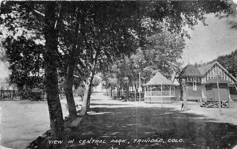 J59/ Trindad Colorado Postcard c1910 Central Park Gazebo 124