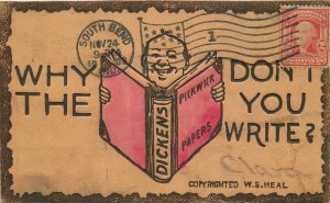 Postcard 1908 Leather heal why the Pickins you write book humor 23-9119