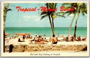 1969 Miami Beach,FL Sun Surf Bathing at Surfside Florida Vintage Postcard