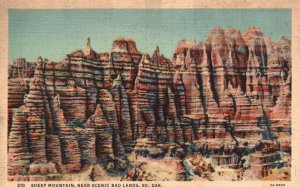 Vintage Postcard 1930's Sheep Mountain near Scenic Bad Lands South Dakota