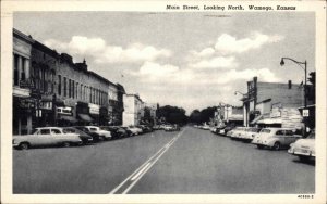 Wamego Kansas KS Main Street Scene Classic 1940s Cars Vintage Postcard 