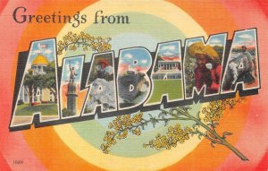 GREETINGS FROM ALABAMA LARGE LETTER POSTCARD (c. 1940s)