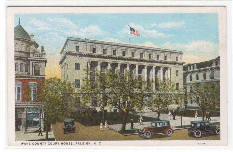 Wake County Court House Raleigh North Carolina 1920c postcard