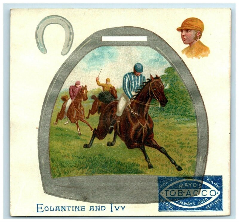 1880s-90s Mayo's Tobacco Eglantine & Ivy Horse Race Jockey Fab! #5G