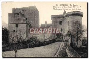 Old Postcard Loches Le Donjon L & # 39Entree and the Court of Louis XI