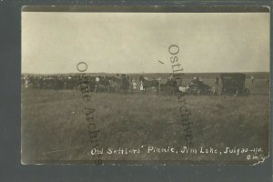 Jim Lake NORTH DAKOTA RPPC 1911 OLD SETTLERS PICNIC nr Jamestown Pingree