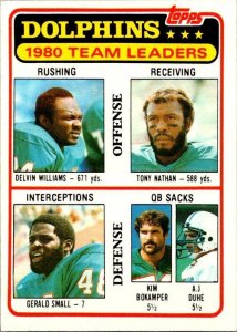 1981 Topps Football Card '80 Dolphins Leaders Williams Nathan Small sk60209