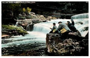 Minnesota St.Paul Willow River Rainbow Falls, fishing from rocks