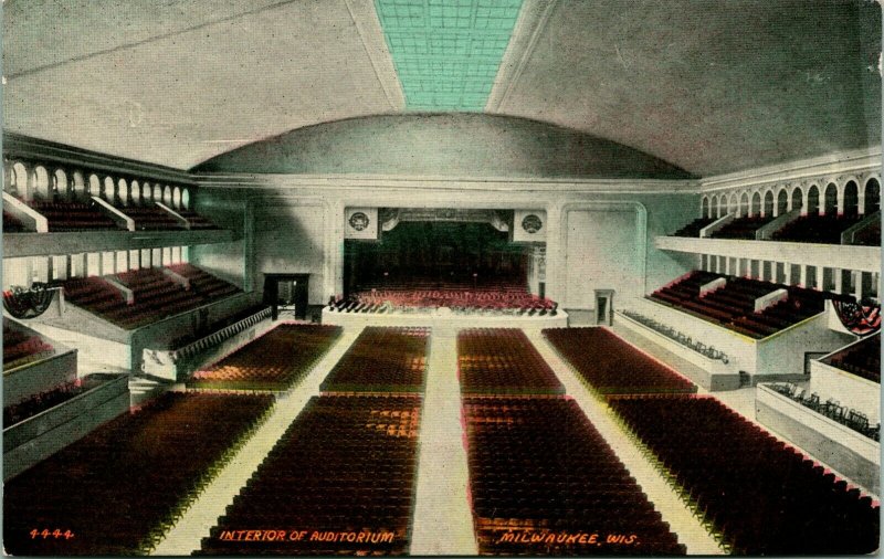 Vtg Postcard c 1909 Interior Of Auditorium Milwaukee, Wisconsin - Acmegraph Co