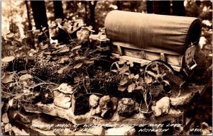 RPPC Mini Scene, Pioneer Mail Wagon, Whispering Pines Marl Lake WI Postcard X46